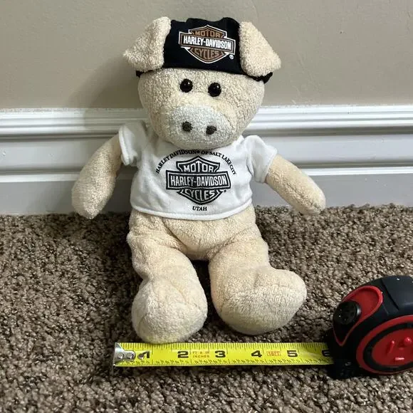 HARLEY DAVIDSON STUFFED PIG, White T Shirt - Logo, Black Bandana - Logo - 2012 - Picture 11 of 11